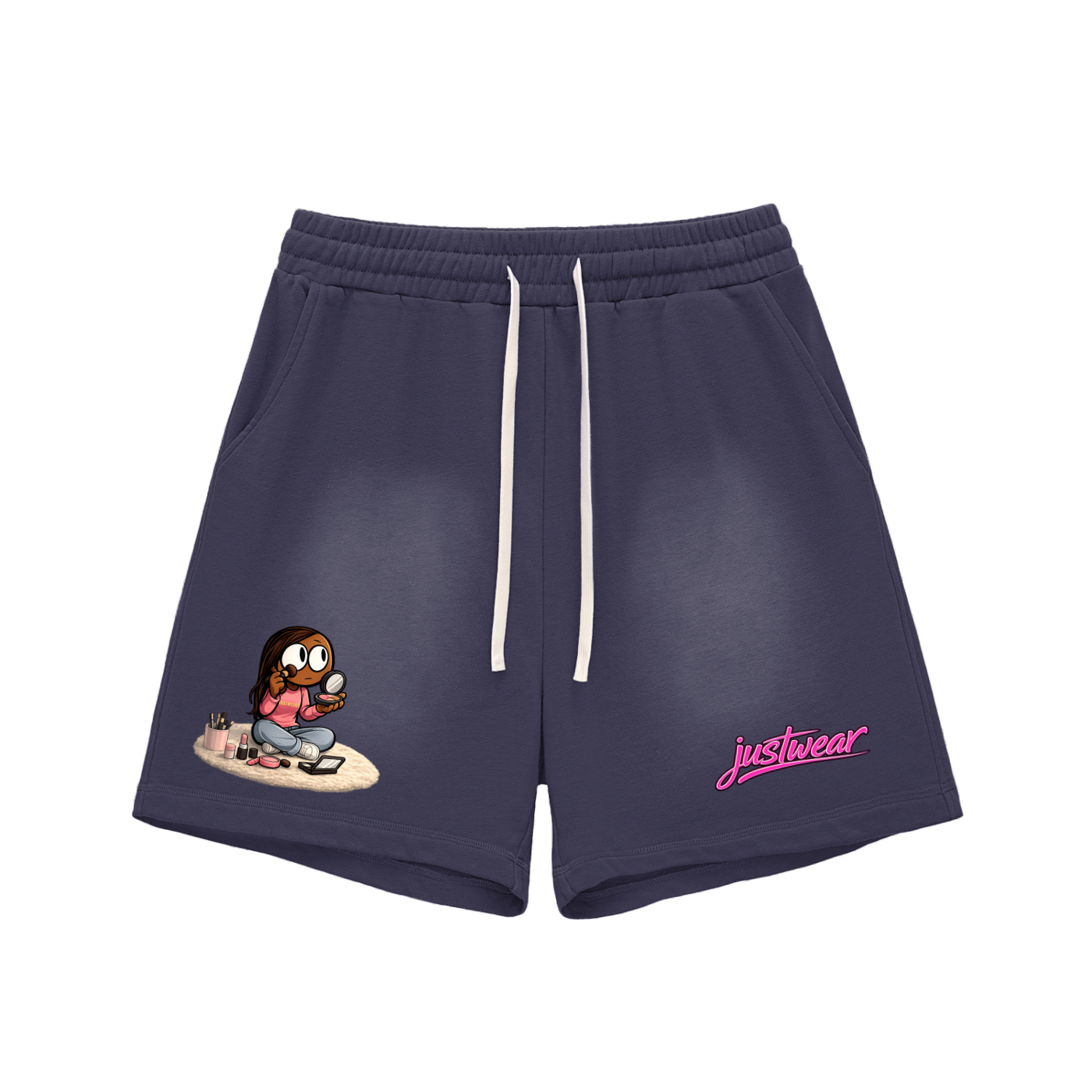 Glamour Sun Fade Raw Edge Cotton Shorts