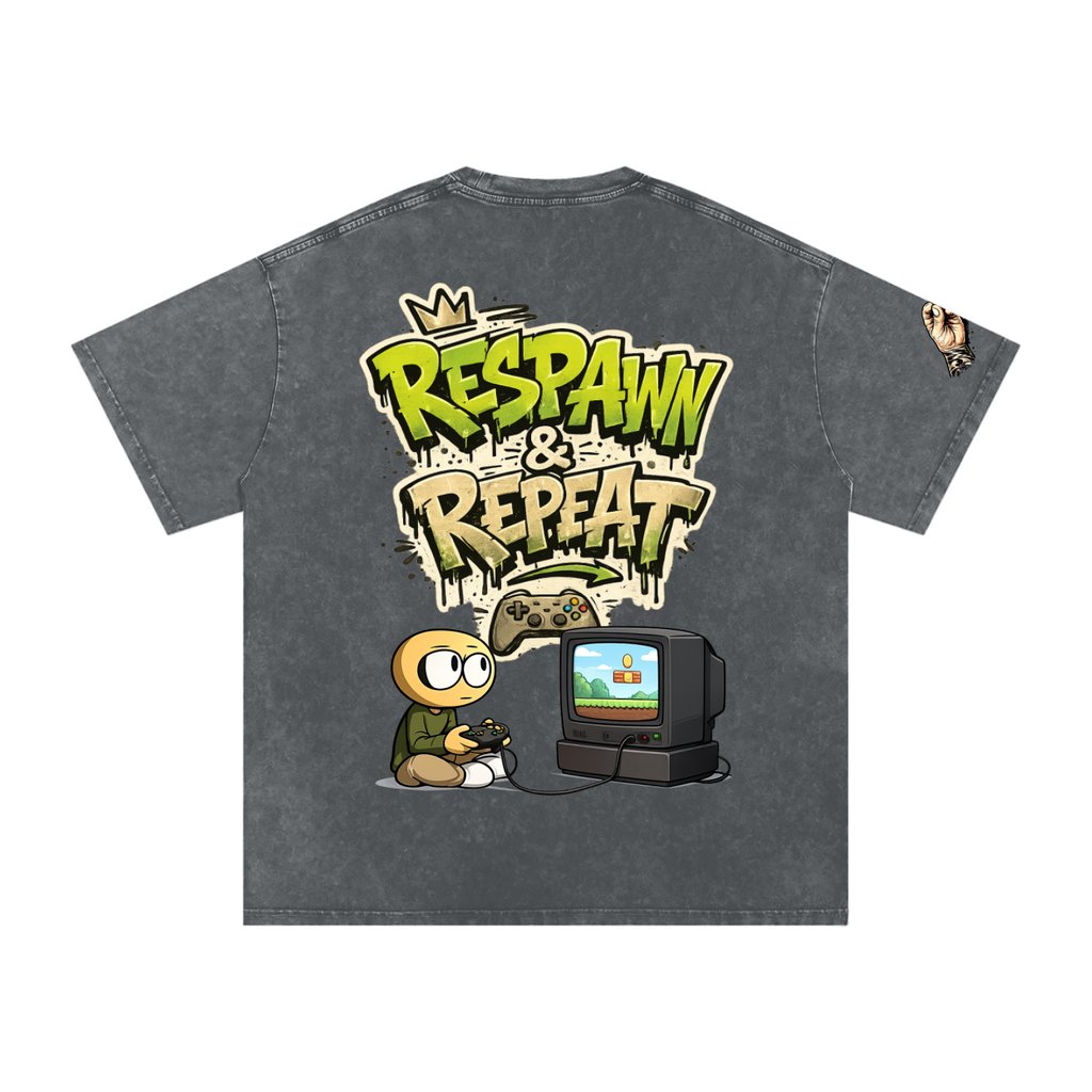 Gamer Snow Washed Oversized Cotton T-Shirt