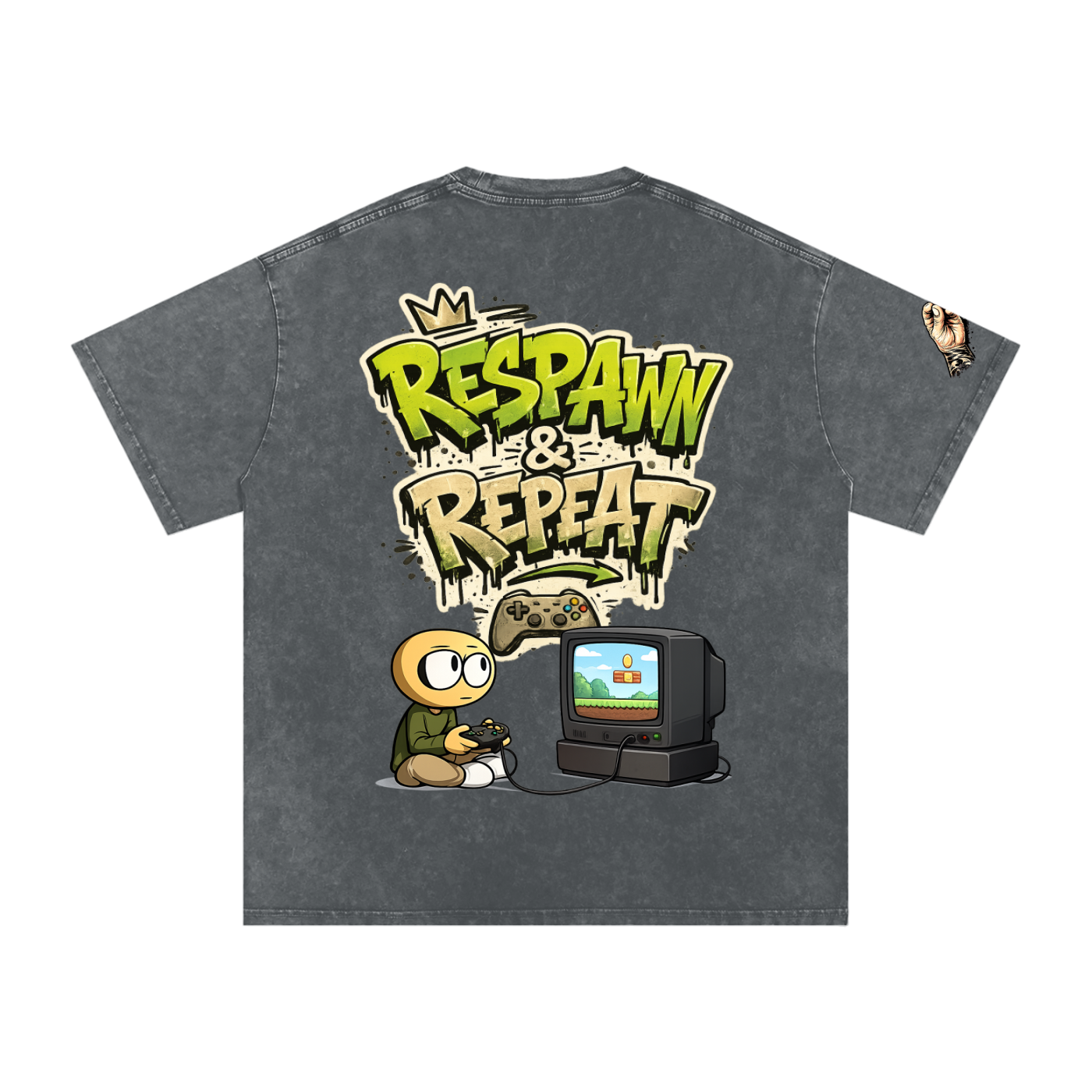Gamer Snow Washed Oversized Cotton T-Shirt