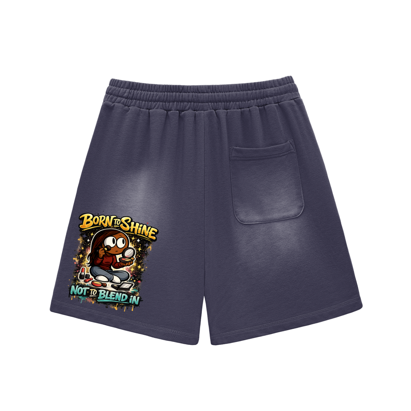 Glamour Sun Fade Raw Edge Cotton Shorts