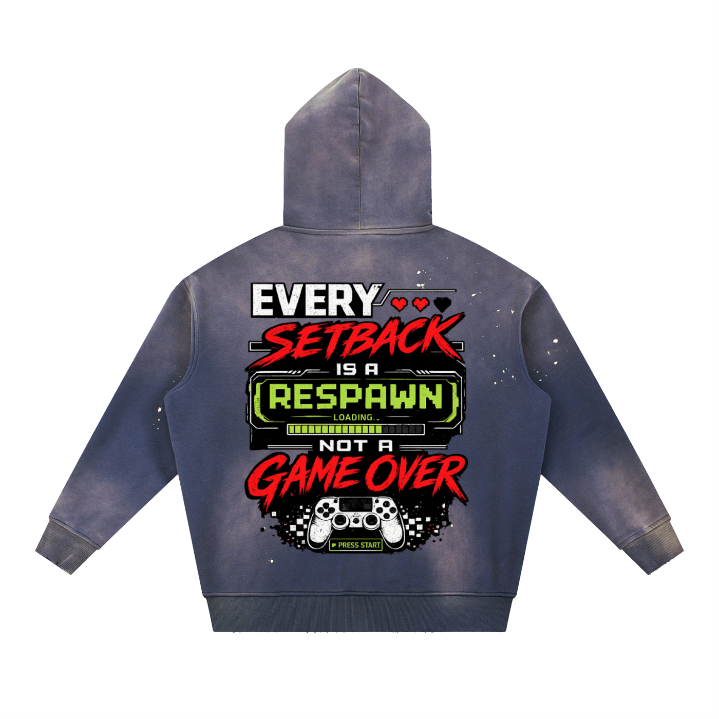 Gamer Vintage Washed Frayed Fleece Hoodie