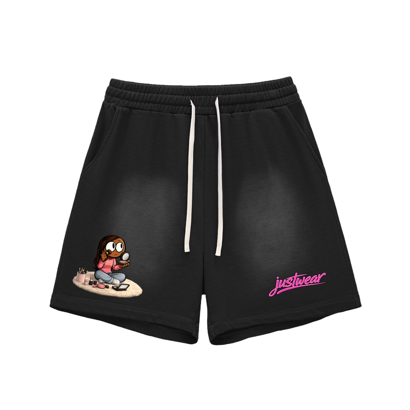 Glamour Sun Fade Raw Edge Cotton Shorts
