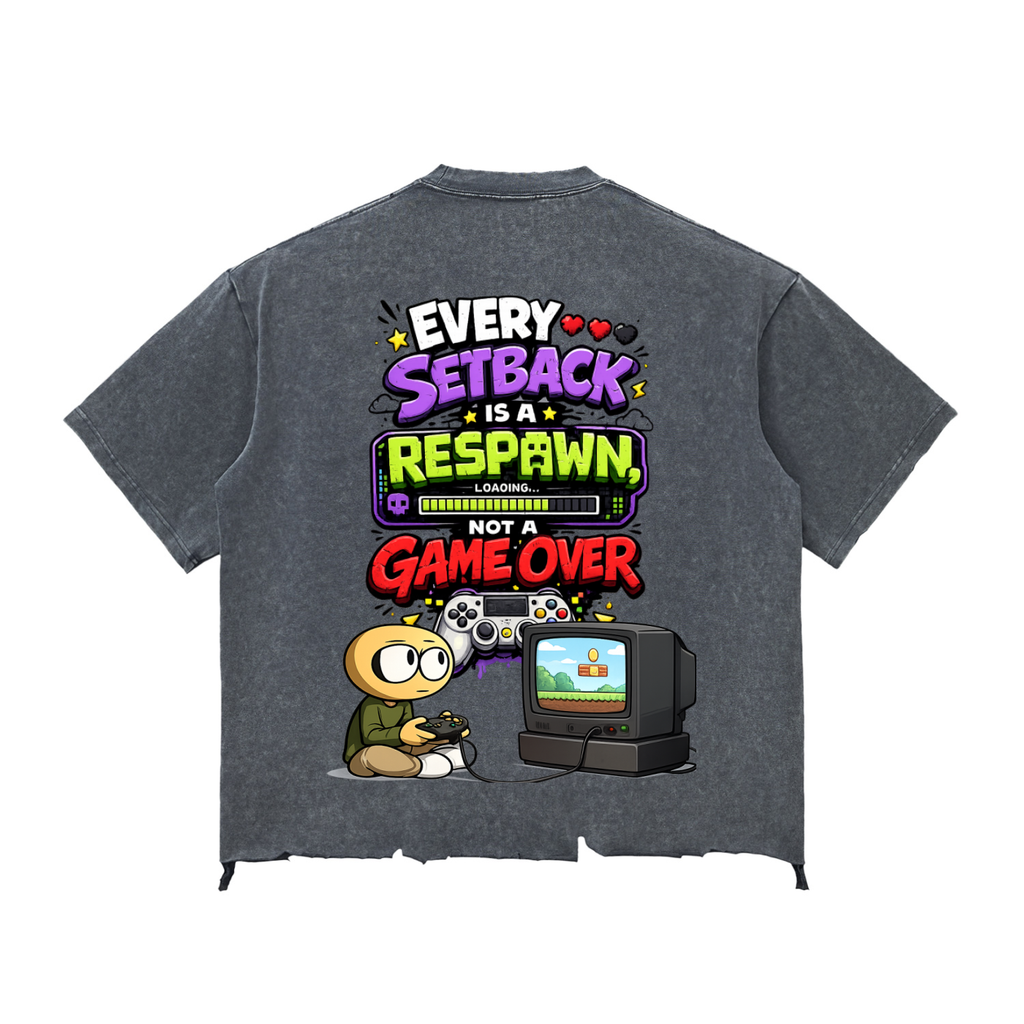 Gamer Snow Wash Raw-Hem Boxy T-shirt