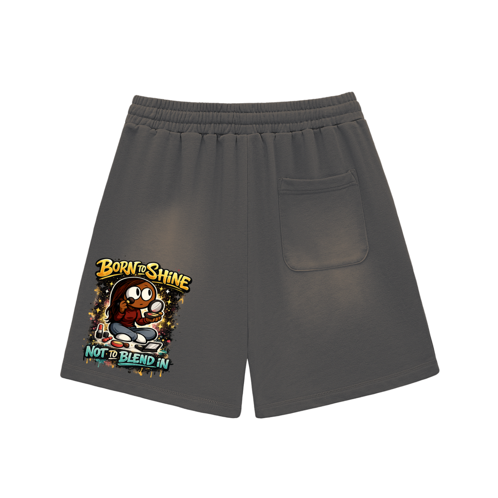 Glamour Sun Fade Raw Edge Cotton Shorts