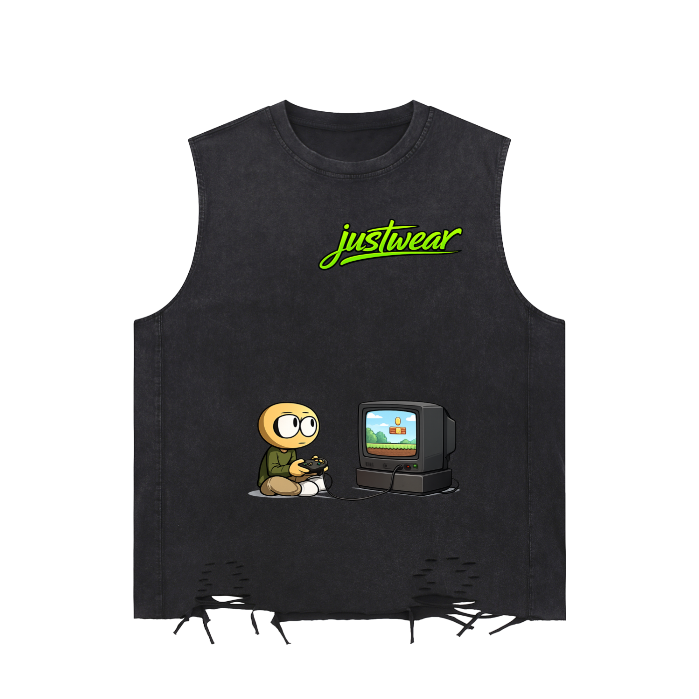 Gamer Snow Washed Raw-Hem Tank Top