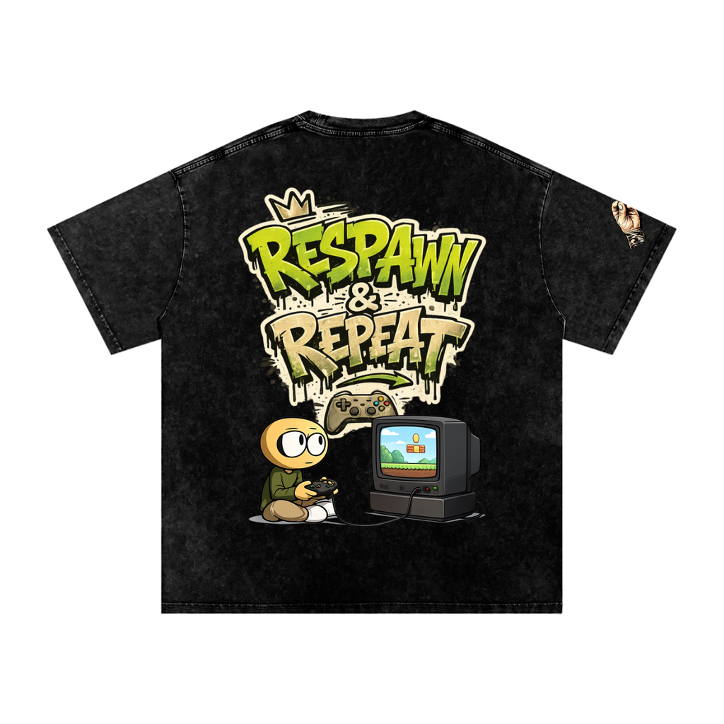 Gamer Snow Washed Oversized Cotton T-Shirt