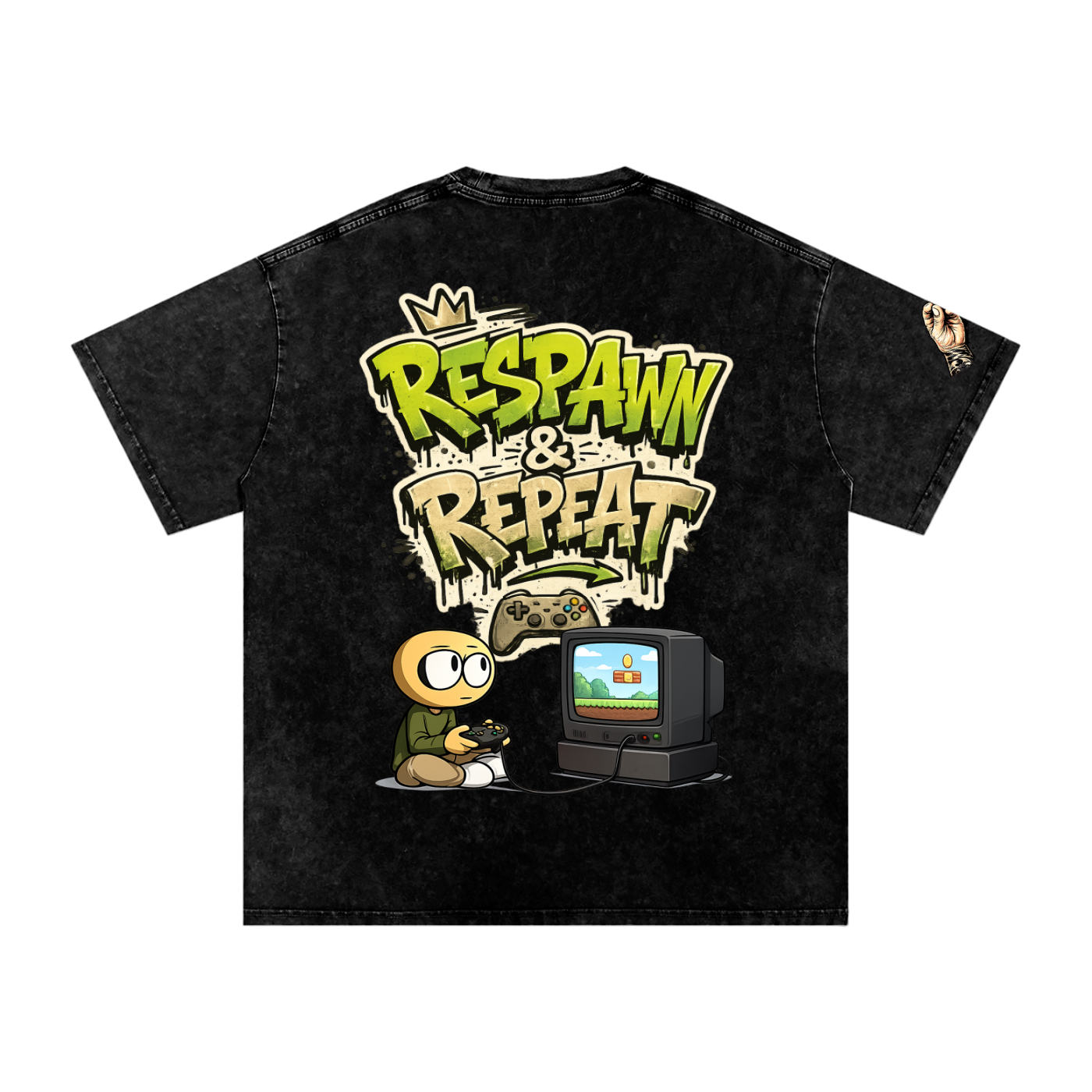 Gamer Snow Washed Oversized Cotton T-Shirt