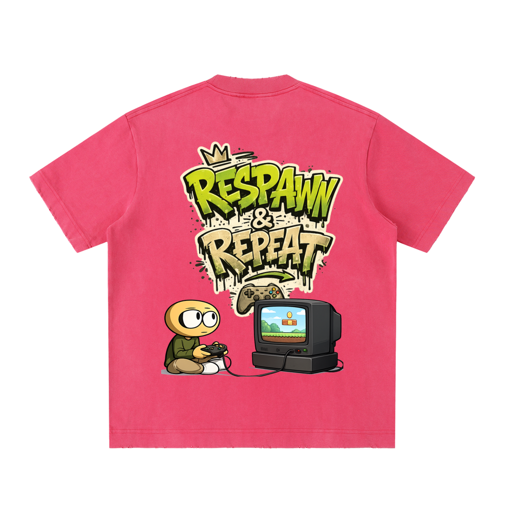 Gamer Heavyweight Vintage Washed Frayed T-Shirt