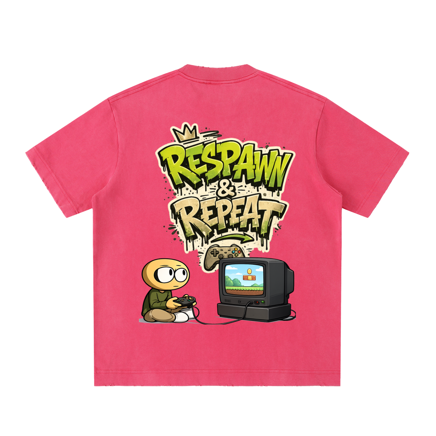 Gamer Heavyweight Vintage Washed Frayed T-Shirt