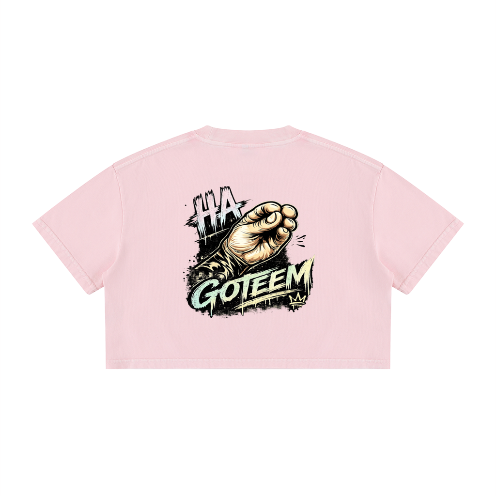 Goteem Women's Mineral Wash Cotton Crop T-Shirt