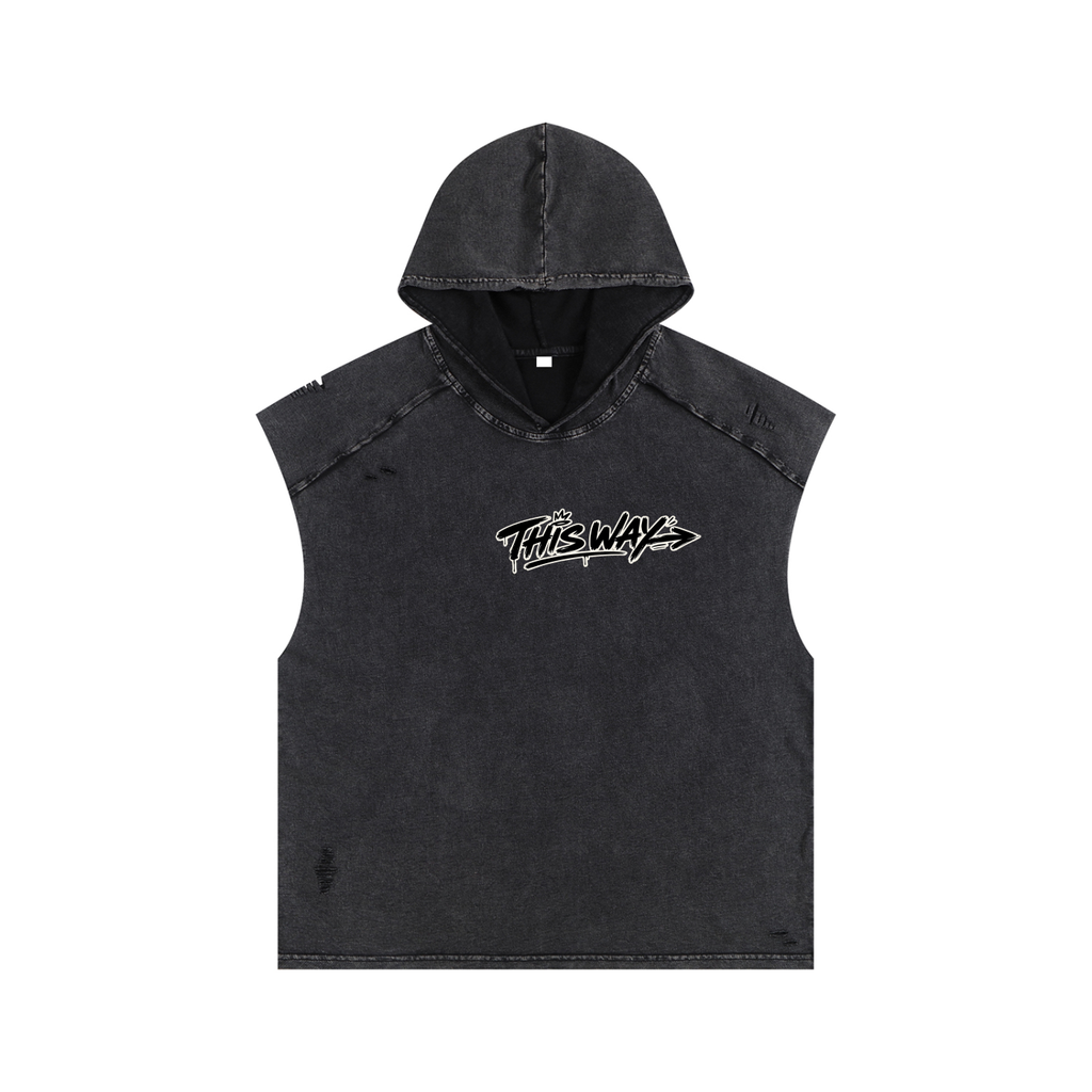 Goteem Snow Washed Boxy Hooded Tank Top