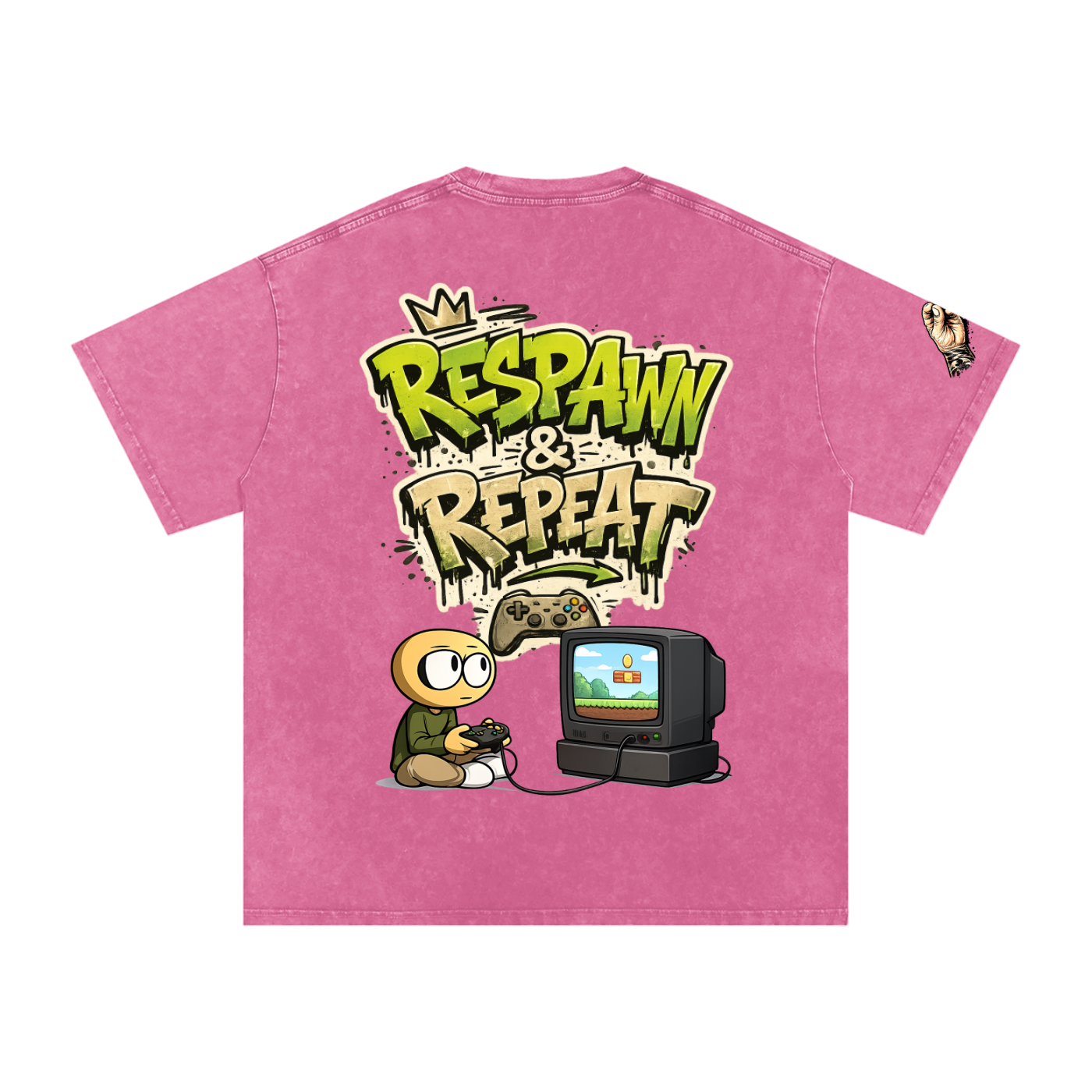 Gamer Snow Washed Oversized Cotton T-Shirt