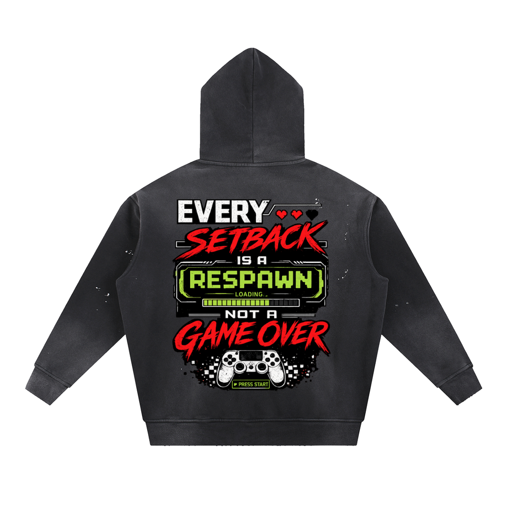 Gamer Vintage Washed Frayed Fleece Hoodie