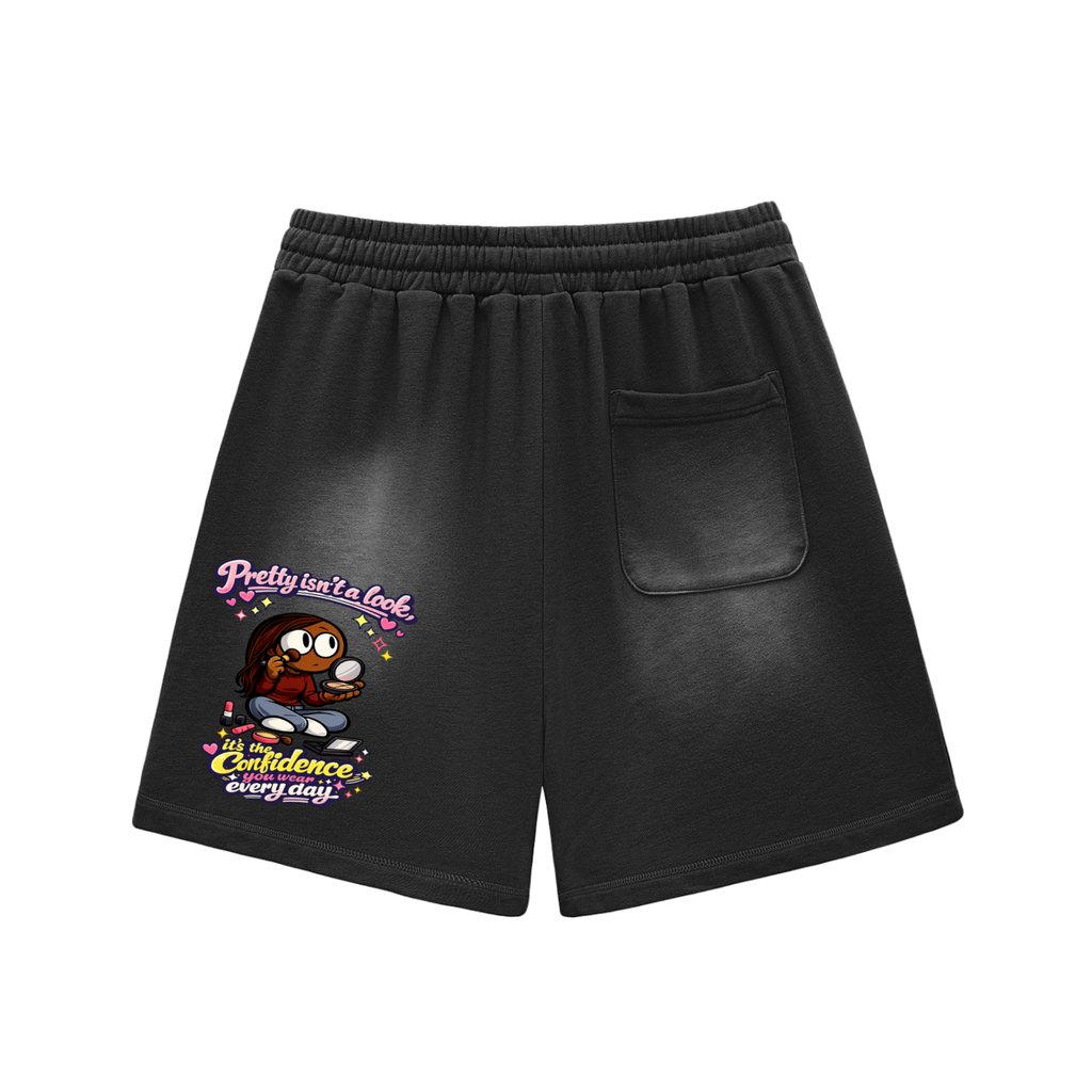 Glamour Sun Fade Raw Edge Cotton Shorts