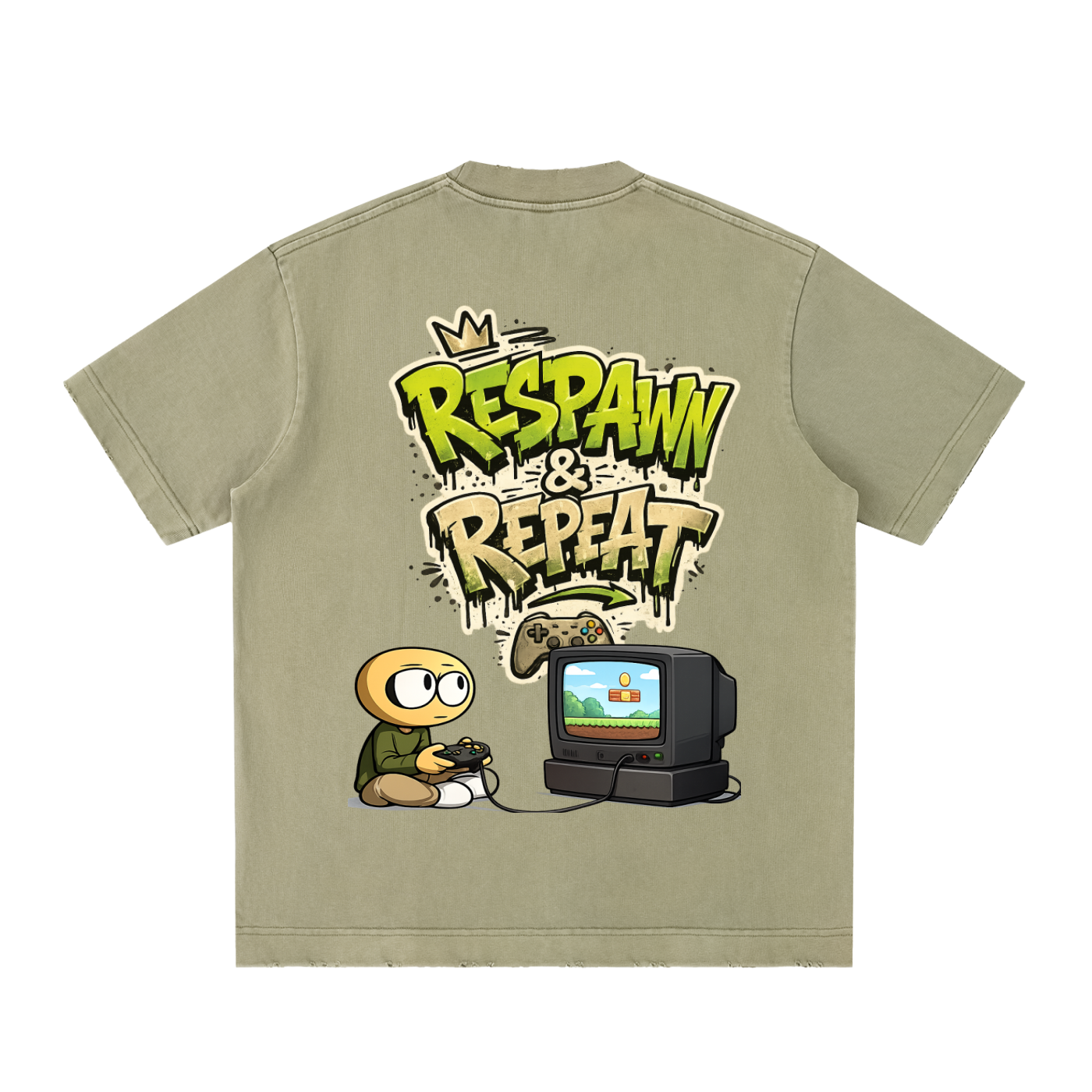 Gamer Heavyweight Vintage Washed Frayed T-Shirt