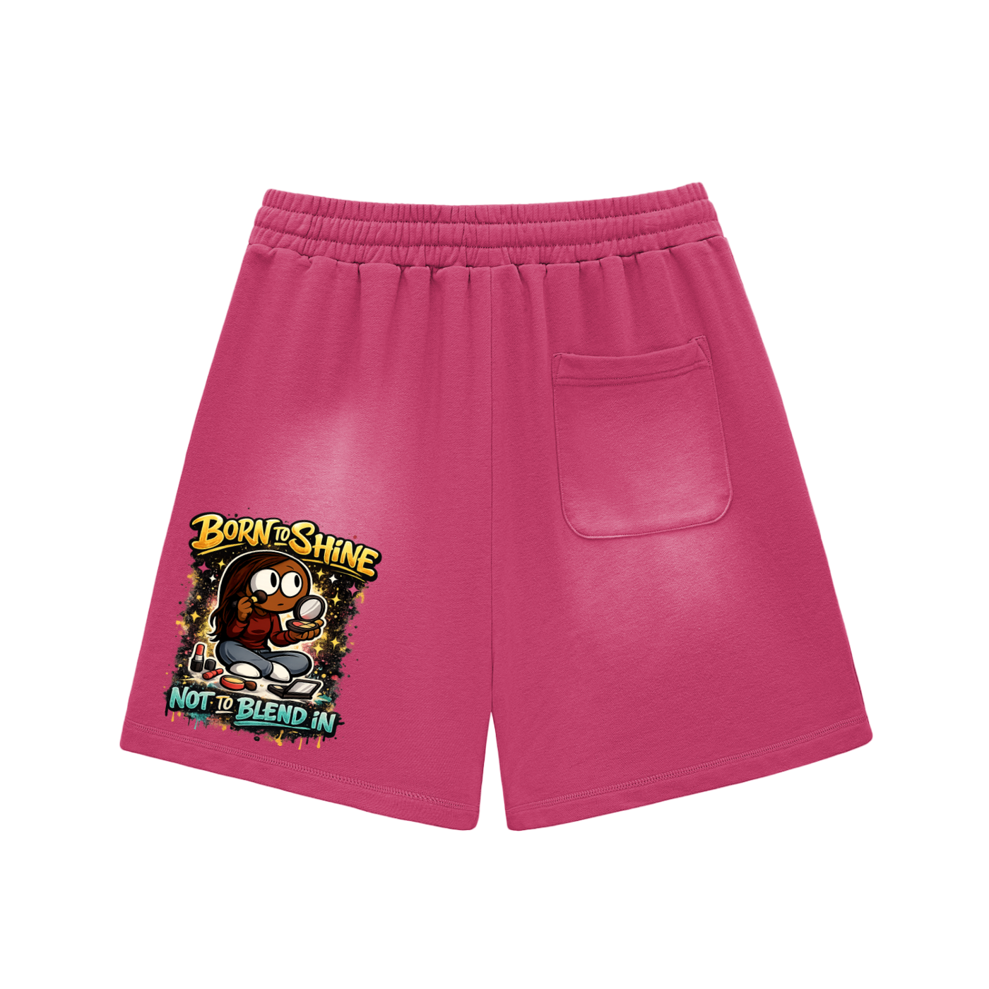 Glamour Sun Fade Raw Edge Cotton Shorts