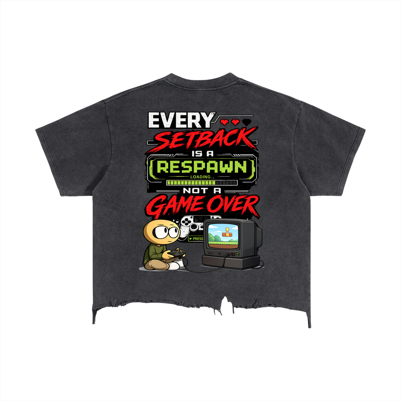 Gamer Vintage Wash Boxy Distressed Hem T-Shirt
